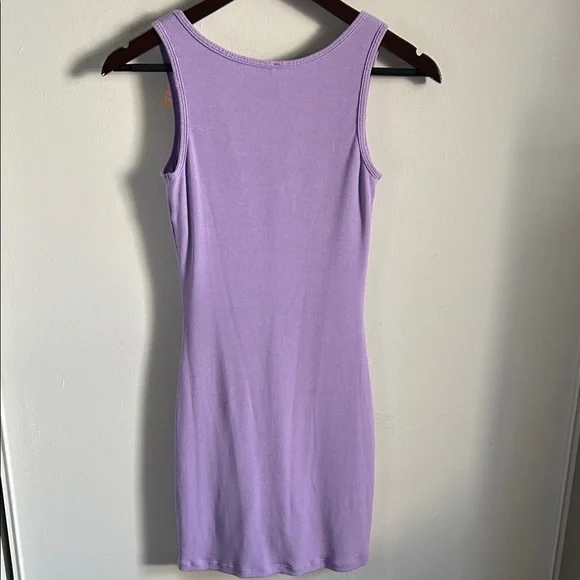 Popilush Sporty Athleisure Lavender Sleeveless Ribbed Shapewear Mini Tank Dress - Picture 2 of 10